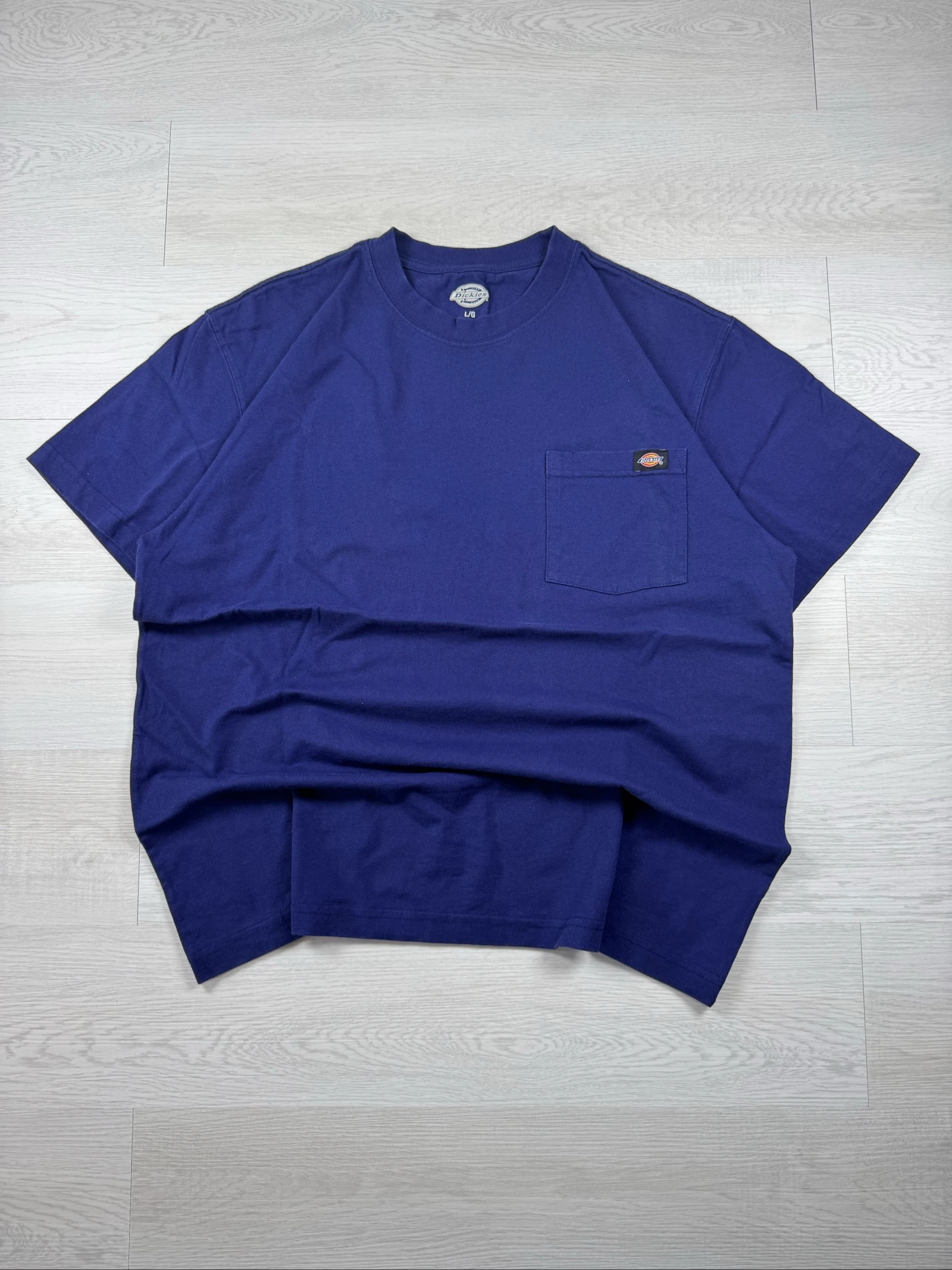 Dickies Pocket T-Shirt Blue Heavyweight Cotton Workwear Size L